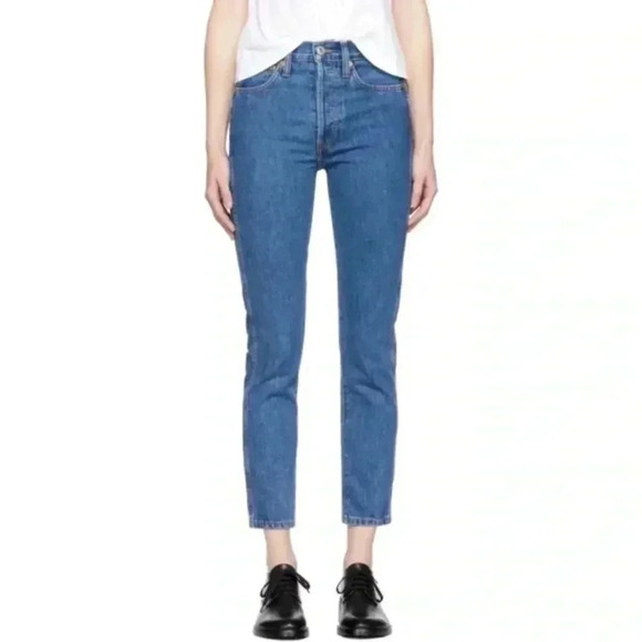 Re/Done Original Made in USA Double Needle Crop Jeans - Picture 1 of 9